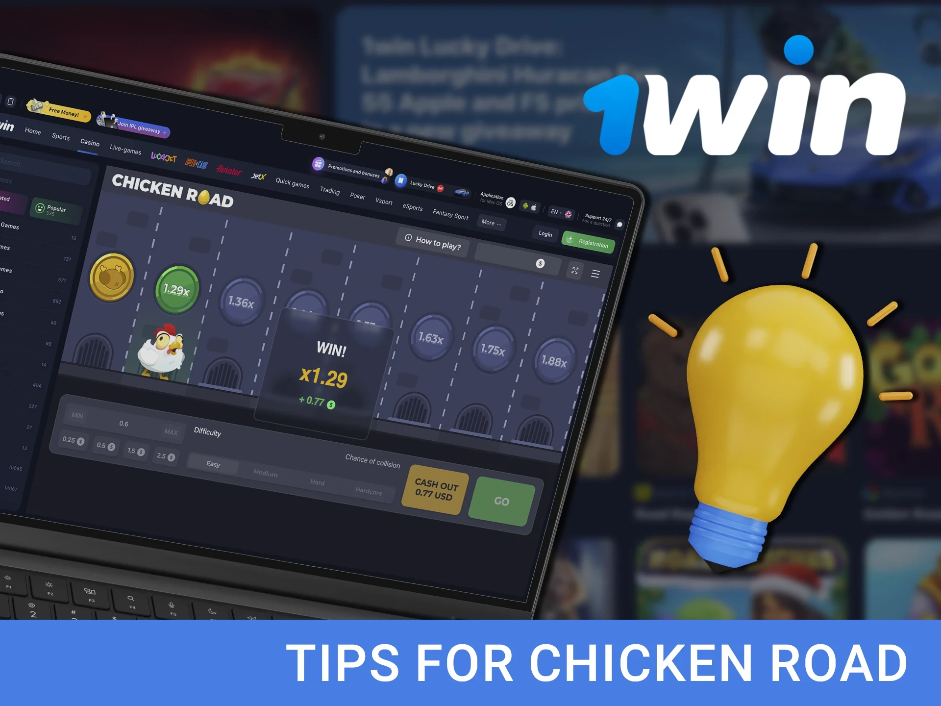 Use strategies and tactics to achieve big wins in the Chicken Road game from 1win Casino.