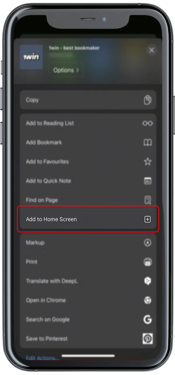 Follow the instructions and start installing the 1Win app on iOS.